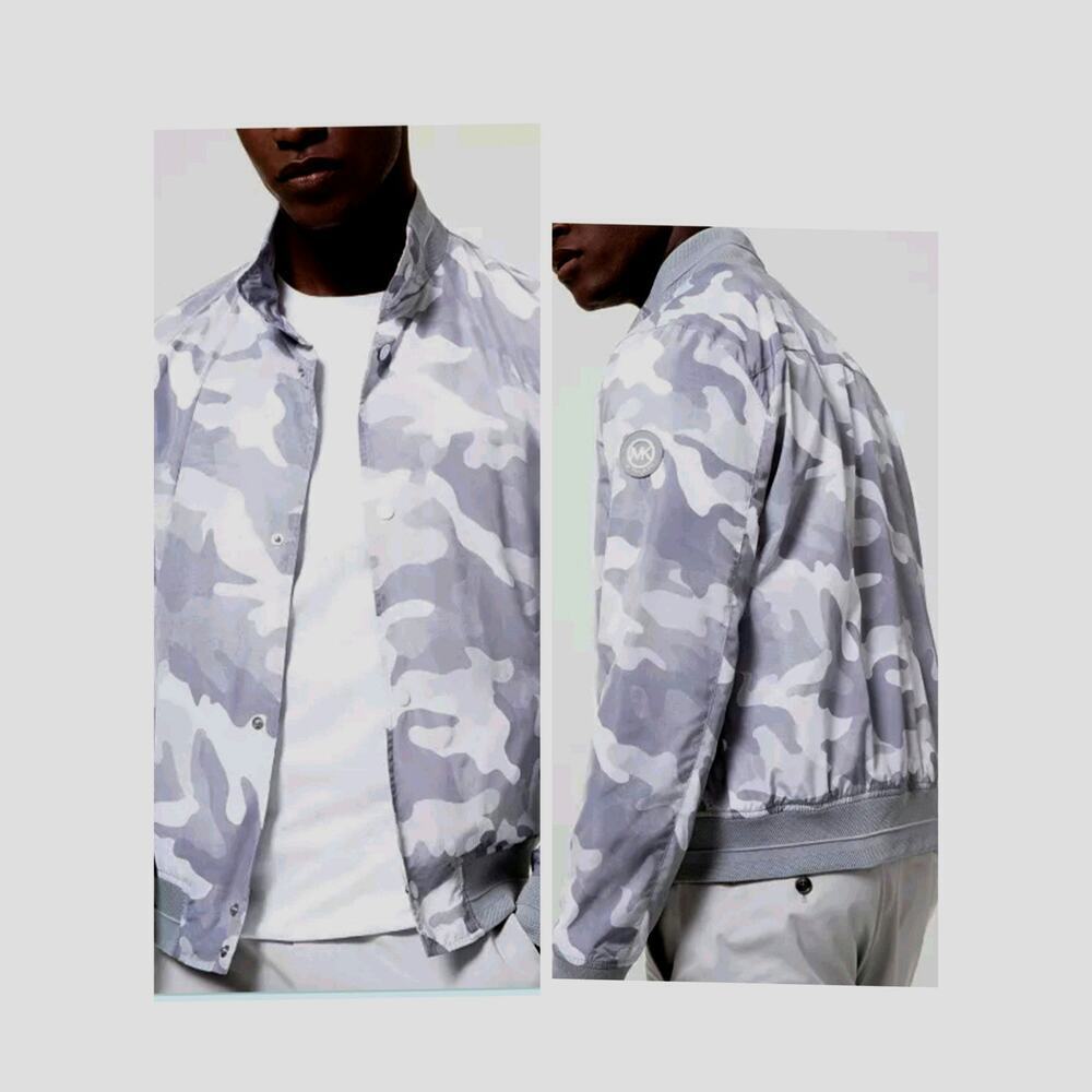 M506) Michael Kors Men's Snap Front Camo Harrington Jacket Size XXL